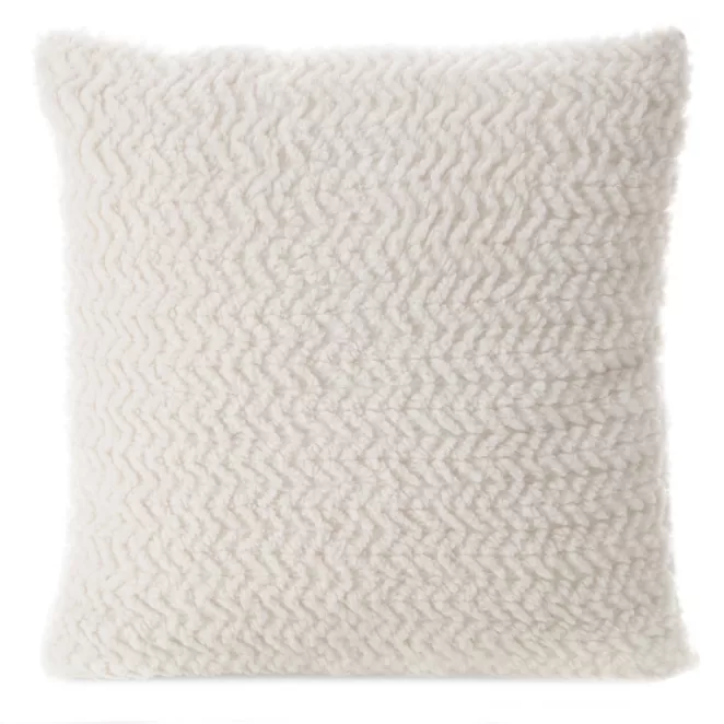 Poszewka na poduszkę 45x45 cm kremowa z miękkiej tkaniny z dodatkiem błyszczącej nici LARIS