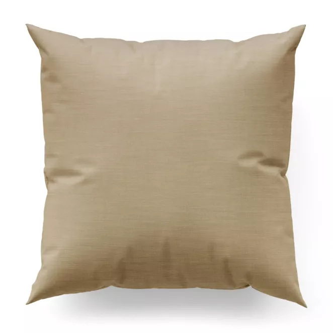 Poszewka szyta ciemnokremowa z miękkiej tkaniny o naturalnym splocie w stylu ekologicznym