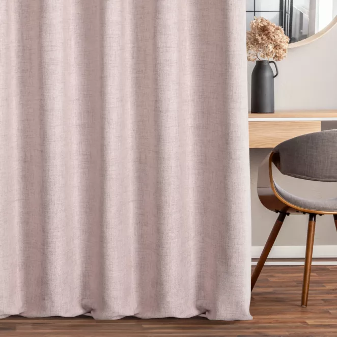 Zasłona szyta na przelotkach pudrowa z tkaniny w stylu ekologicznym z efektem melanżu