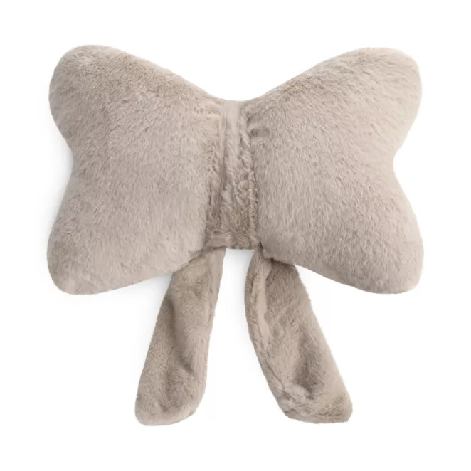 Poduszka w kształcie kokardy 37x30 cm z futerkowej tkaniny jasnobeżowa WIOSNA 135