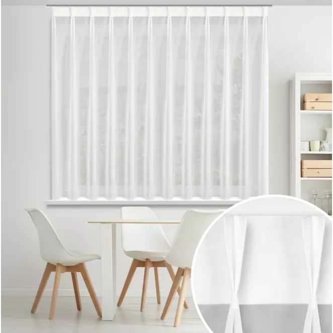 Firana biała z gładkiego woalu 230x170 cm (wymiar podany na gotowo) system flex - LUCY