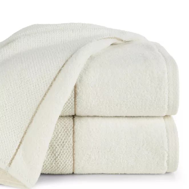 Ręcznik do rąk 30x50 cm bawełniany kolor kremowy z welwetową bordiurą 550 g/m2 ARIA