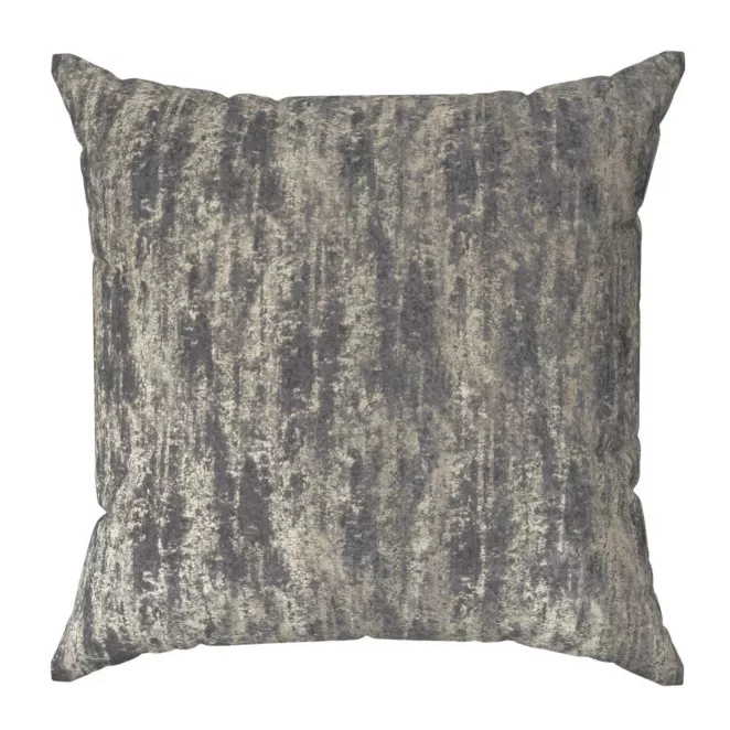 Poszewka szyta grafitowo złocista z grubej, welwetowej tkaniny z efektem przecieranego wzoru, zdobiona delikatnie połyskującym nadrukiem