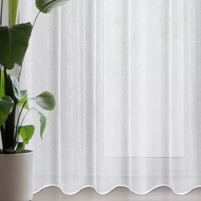 Firana biało, srebrna z gładkiej etaminy z efektem połysku 350x250 cm przelotka LENA