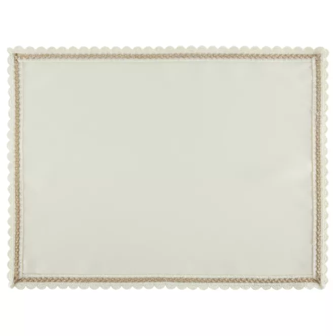 Komplet serwetek 4 szt 30x40 cm kremowy LACE z szampańskim haftowanym zdobieniem