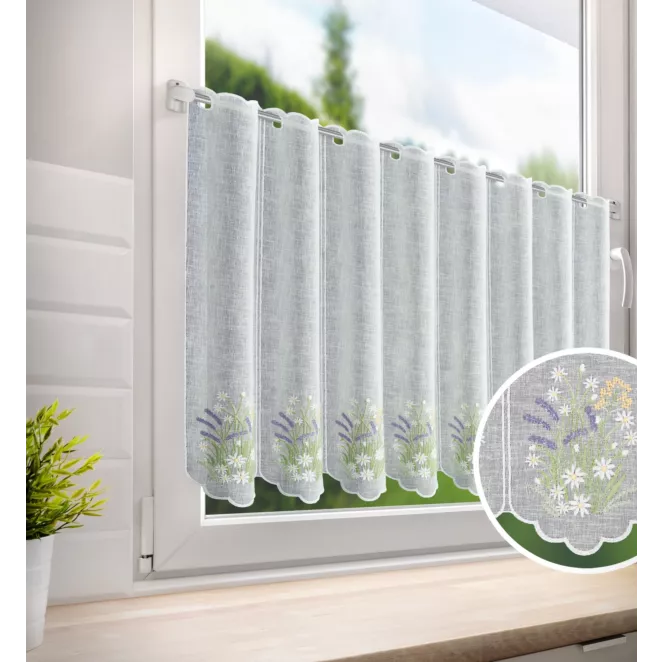 H241/3 Tkanina firanowa zazdrostka z haftowanym wzorem