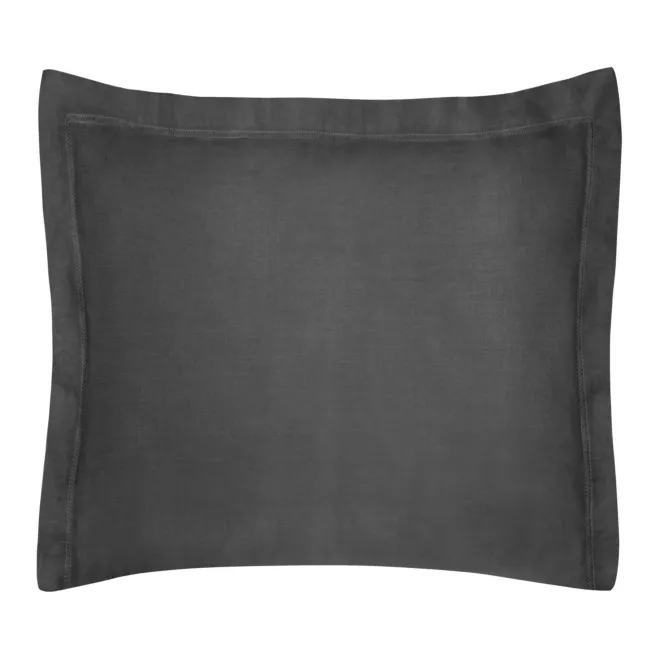 Poszewka na poduszkę 70x80 cm bawełniana czarna z satynowym połyskiem i ozdobną kantą NOVA COLOUR