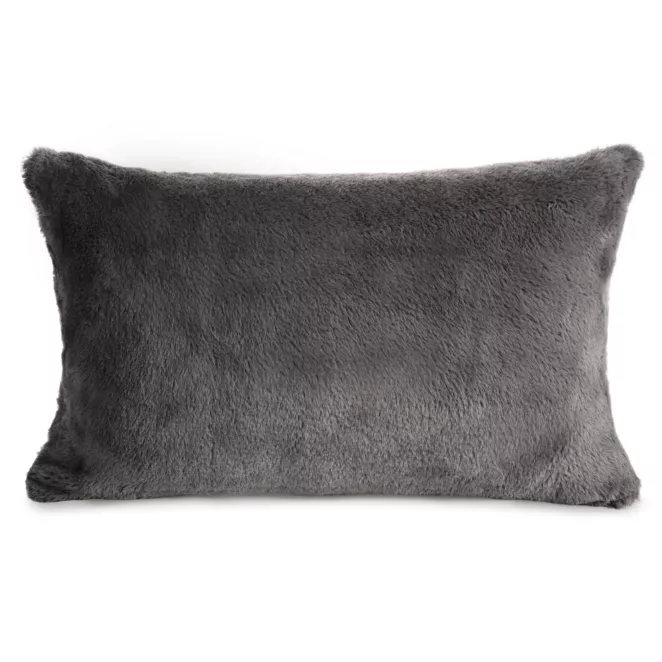 Poszewka na poduszkę 30x50 cm stalowa z miękkiej futrzanej tkaniny NINA