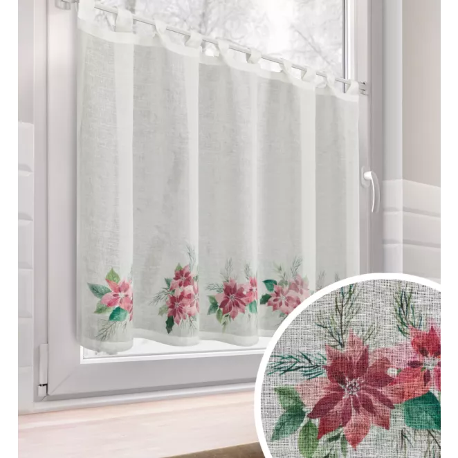 Zazdrostka świąteczna biało, czerwona zdobiona nadrukiem gwiazd betlejemskich 150x90 cm szelki - XSMAS 3