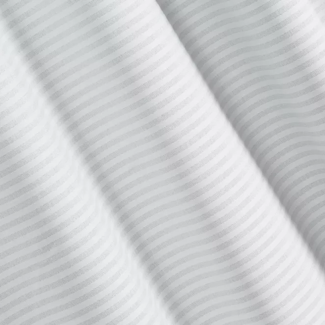 L79/10 Zasłona szyta na taśmie 5 cm FIONA srebrna z dwustronnej tkaniny w paseczki z dodatkiem srebrnej nici