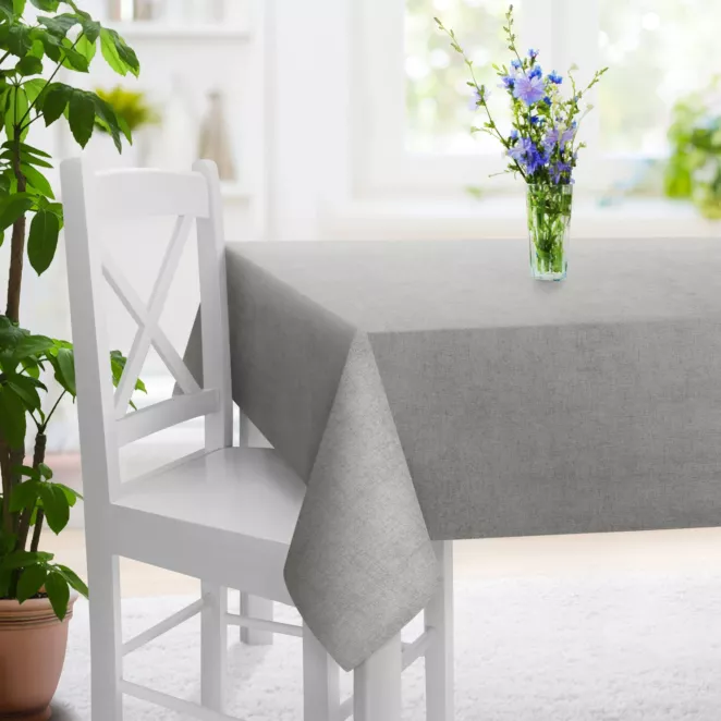 Obrus szyty stalowy z miękkiej w dotyku tkaniny szenilowej