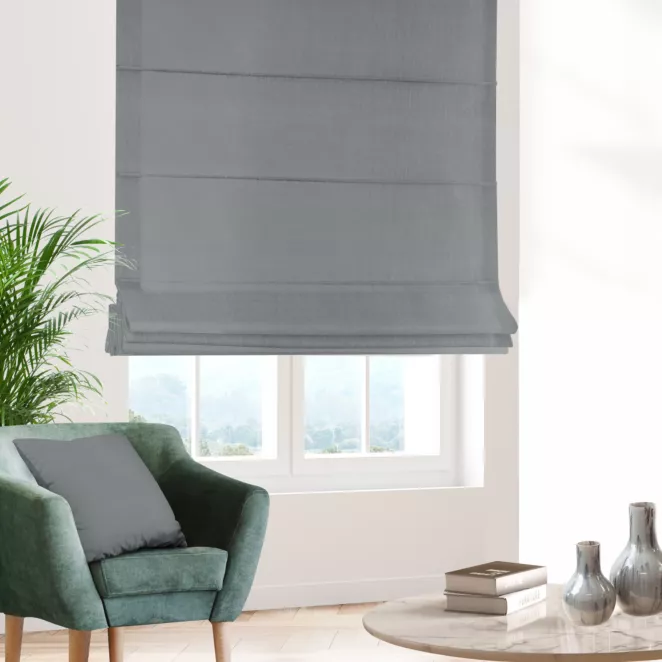 Roleta rzymska platynowa z jednokolorowej gładkiej tkaniny