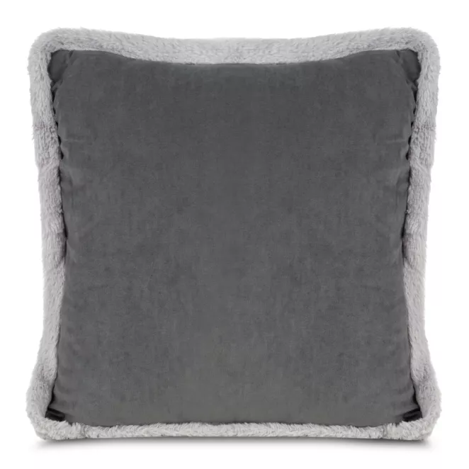 Poszewka na poduszkę 45x45 cm stalowo srebrna obszyta na rogach miękkim futerkiem