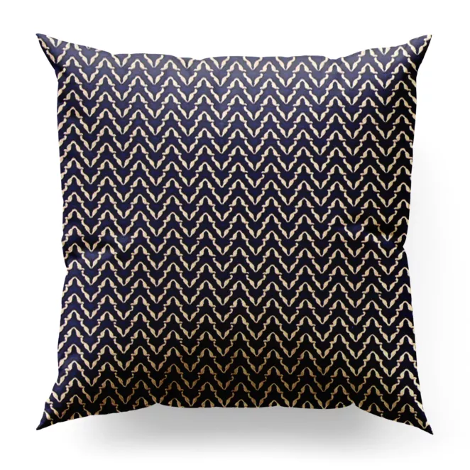 Poszewka szyta SHELLA granatowo złota nowoczesna tkanina z efektem 3D
