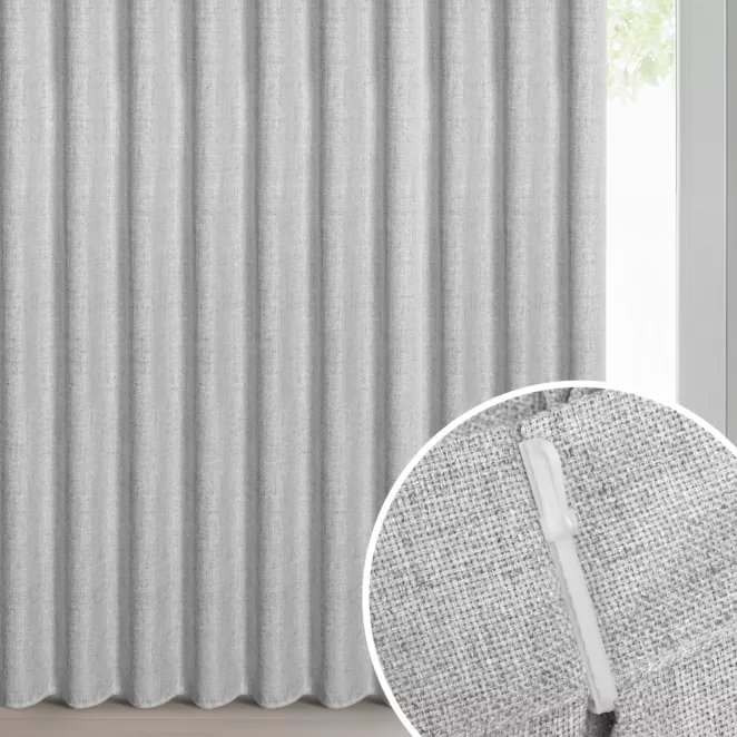Zasłona srebrna o płóciennym splocie z efektem melanżu 125x270 cm (wymiar podany na gotowo) system flex - JULA