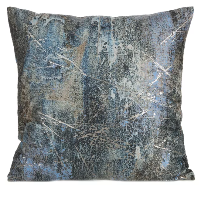 Poszewka na poduszkę 45x45 cm welwetowa turkusowa zdobiona metalicznym wzorem ESTER