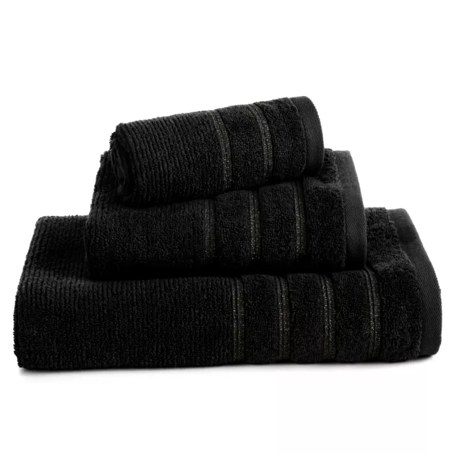 Ręcznik kąpielowy 50x90 cm bawełniany kolor czarny w błyszczące paseczki AMIRA