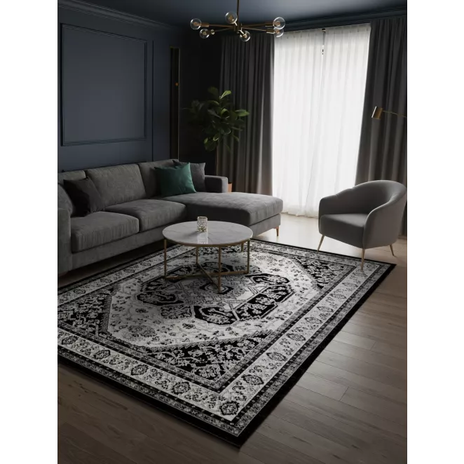 Dywan 60x100 cm czarno, kremowy w stylu orientalno-klasycznym ELORA 5