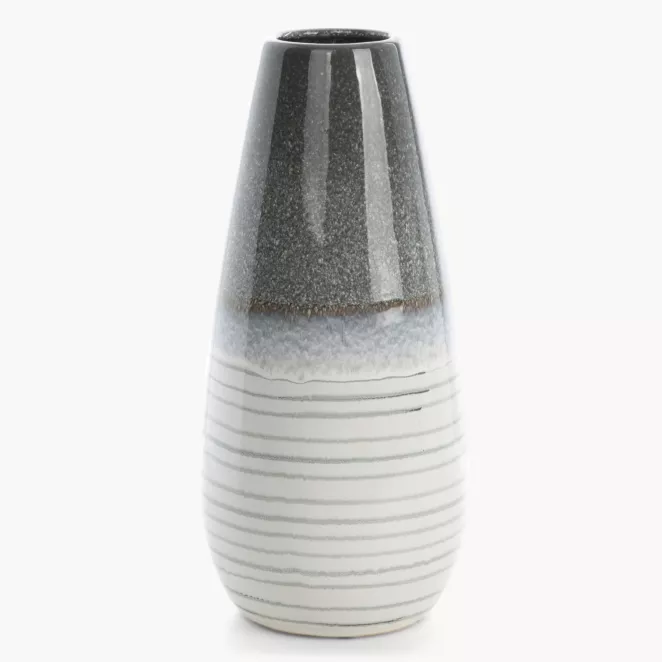 Wazon dekoracyjny biało, popielaty 19x19x39 cm VIKI
