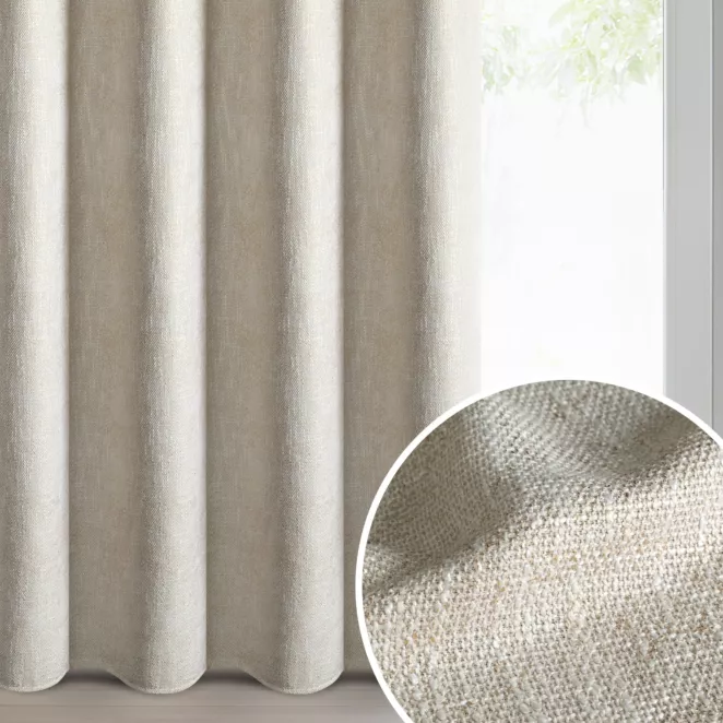 Zasłona szampańska z szenilowej tkaniny z błyszczącą nicią 140x250 cm złota przelotka - BITSY