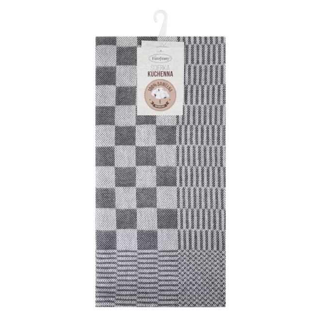 Komplet ściereczek kuchennych 2szt 50x70 cm bawełniany kolor stalowy zdobionych motywem szachownicy 200 g/m2 MAURO