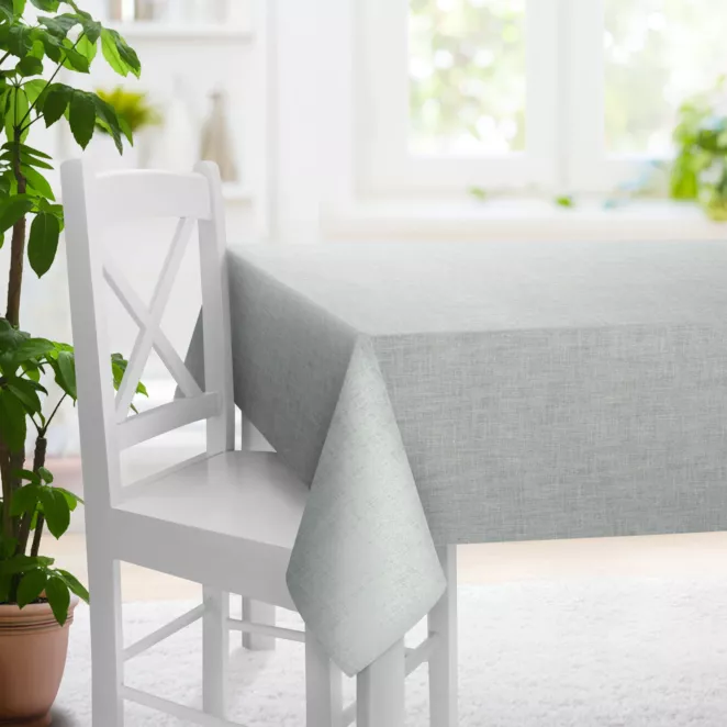 Obrus szyty FELICITY srebrny o naturalnym splocie w melanżowych odcieniach