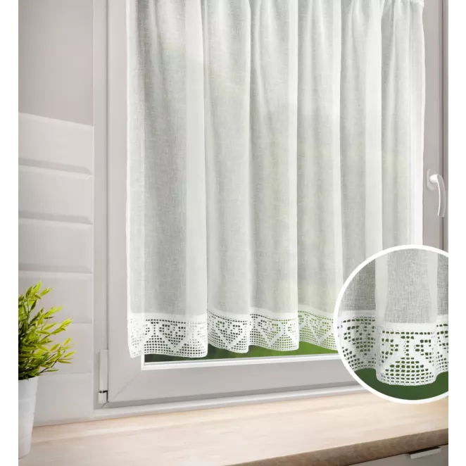 Zazdrostka kremwoa z matowej etaminy zdobiona gipiurą 150x90 cm tunel GABI