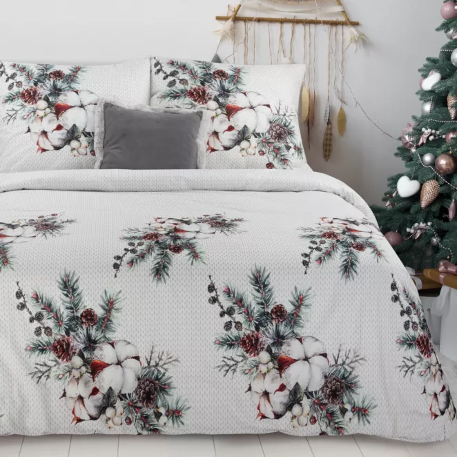 Komplet pościeli świątecznej SNOW 02 z nadrukiem z motywem świątecznym