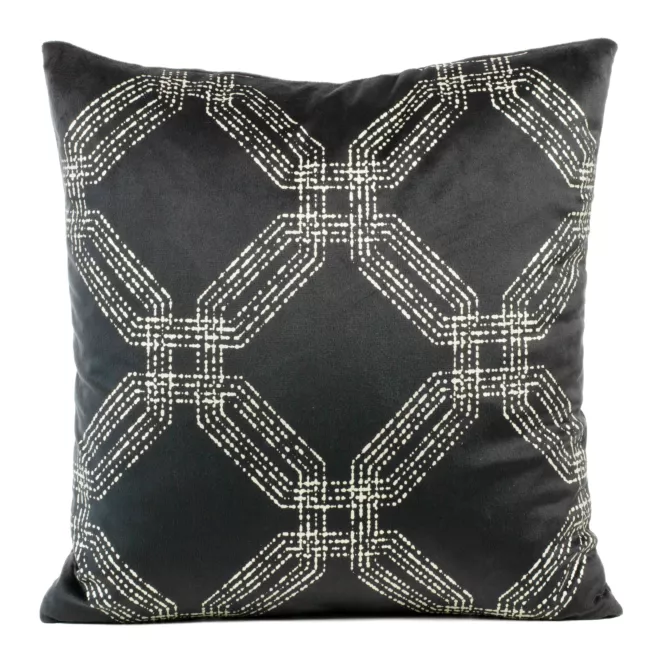 Poszewka na poduszkę 45x45 cm welwetowa kolor grafitowy z błyszczącym nadrukiem BLINK 30