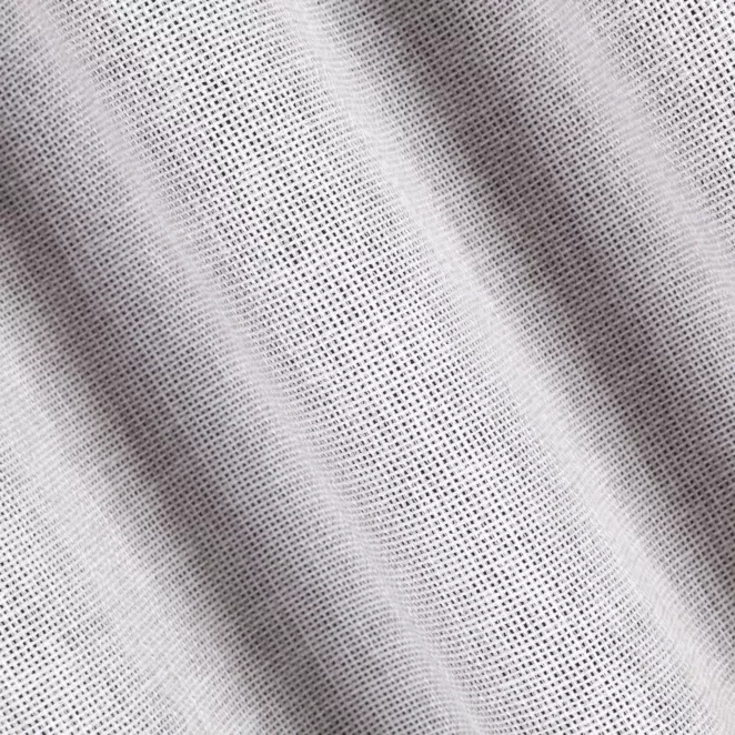 H185/4 Zasłona szyta na taśmie 5 cm CASSIA srebrna z miękkiej tkaniny o regularnym, luznym splocie, wykończona obciążnikiem