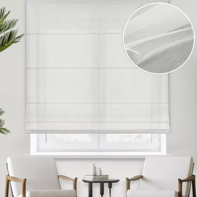 Roleta rzymska ADEN kremowa z matowej tkaniny Aden, wykończona obciążnikiem