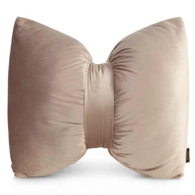 Poduszka 45x55 cm welwetowa kolor beżowy w kształcie kokardy KOKARDA