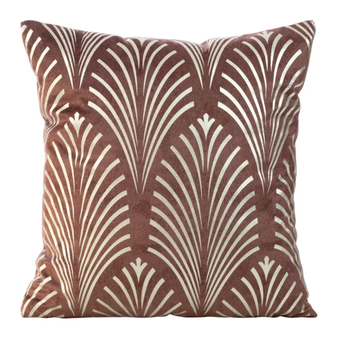 Poszewka na poduszkę 45x45 cm welwetowa brązowa z srebrnym nadrukiem BLINK 27