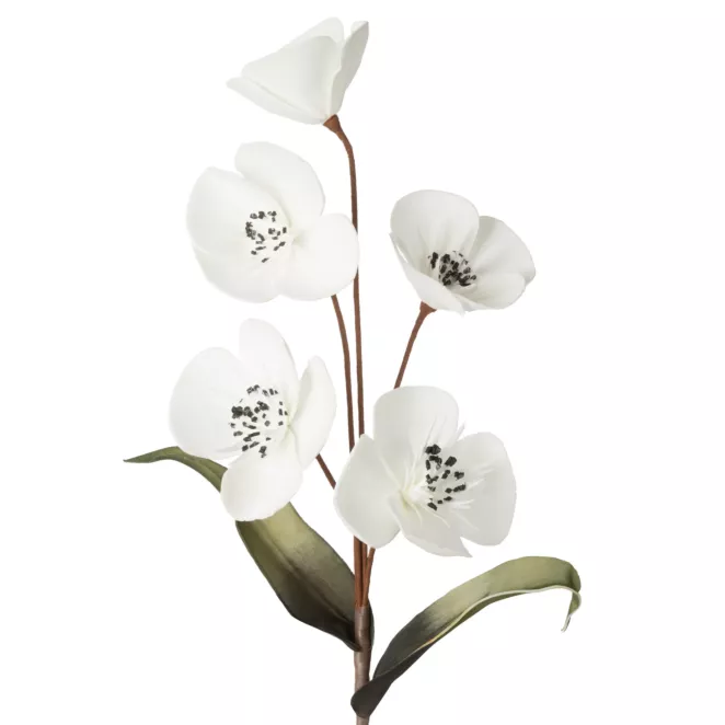 Kwiat sztuczny biało, czarny z pianki foamiran 82 cm