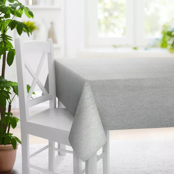 Obrus szyty szary z tkaniny typu bukla z efektem melanżu