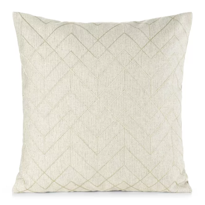 Poszewka na poduszkę 45x45 cm kolor naturalny z złotym geometrycznym haftem MILA