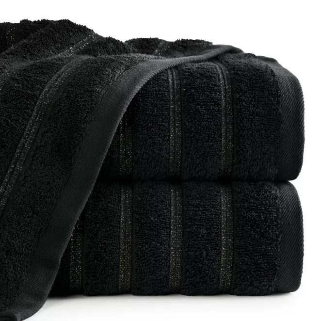 Ręcznik kąpielowy 70x140 cm bawełniany kolor czarny w błyszczące paseczki AMIRA