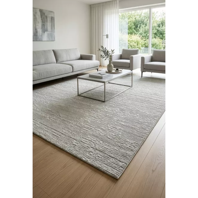 Dywan 60x100 cm biały, jasnoszary o eleganckiej, minimalistycznej strukturze SALENA 8