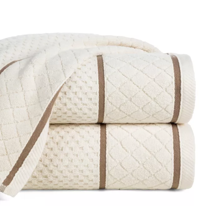 Ręcznik do rąk 30x50 cm bawełniany zero twist kremowy o ryżowej strukturze 550 g/m2 FAVORI