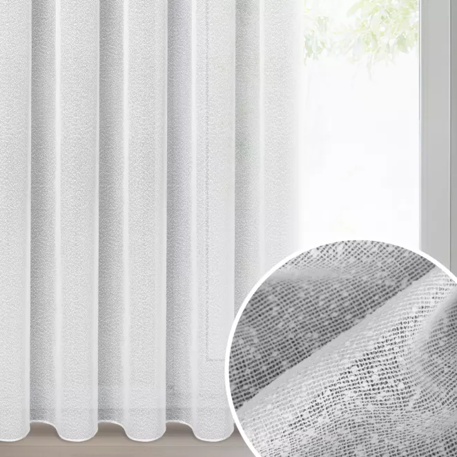 Firana biała z akcentem drobnego deszczyku 140x270 cm taśma RAIN