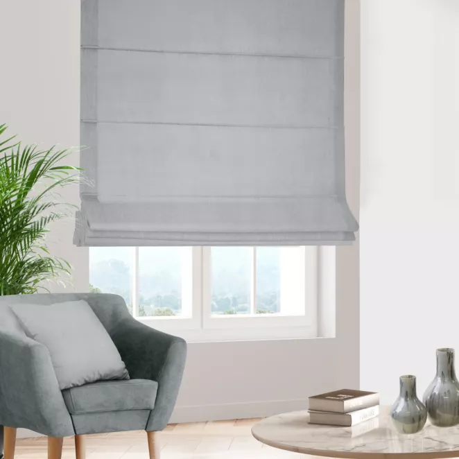 Roleta rzymska srebrna z miękkiej tkaniny welwetowej