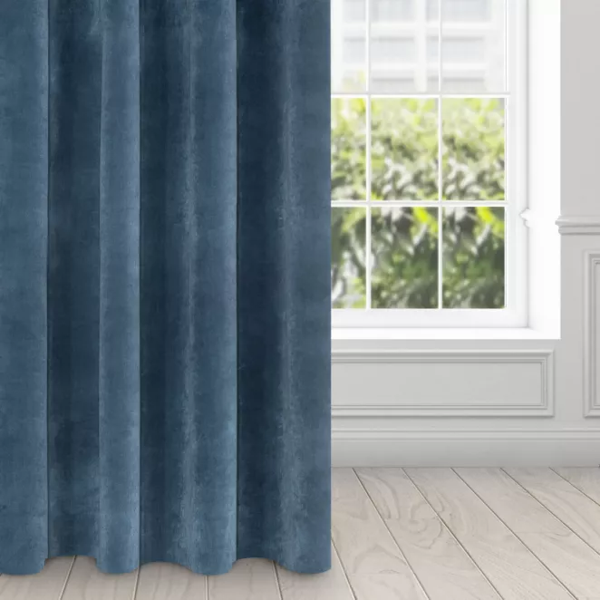 Zasłona granatowa z ekskluzywnego aksamitnego welwetu 290 g/m2 140x250 cm 10 szt. przelotek - RIA - Diva Line