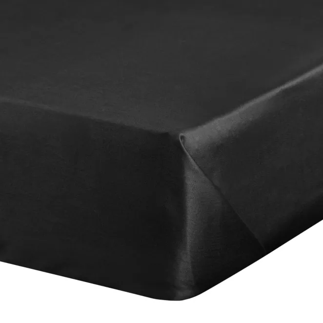Prześcieradło gładkie bez gumki 160x210 cm z satyny bawełnianej kolor czarny 125 g/m2 NOVA