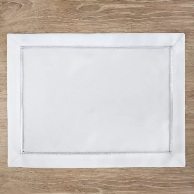 Komplet podkładek 4 szt 30x40 cm białych MADELE ze srebrną lamówką
