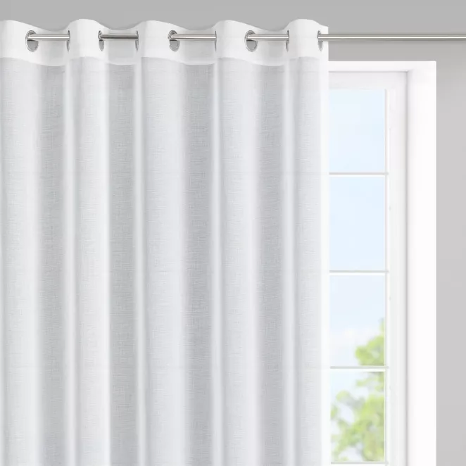 Firana biała z lekkiej i gładkiej matowej etaminy, półtransparentna 350x150 cm przelotka LANA