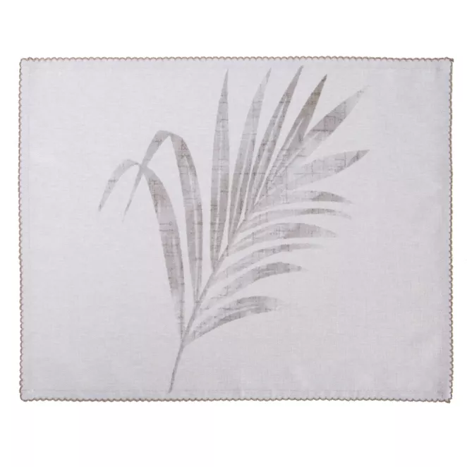 Komplet podkładek 4 szt naturalno, stalowy 32x45 cm INES z nadrukowanym motywem liści palmowych