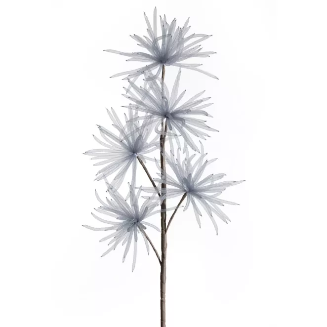 Kwiat sztuczny popielaty z organzy 80 cm