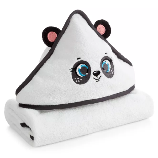 Ręcznik kąpielowy dziecięcy  100x100 cm bawełniany kolor biały z kapturem i aplikacją pandy 450 g/m2 BABY 73 Eurofirany