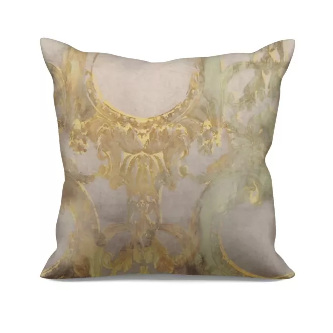 Poszewka szyta beżowo złota z eleganckiej welwetowej tkaniny, pokryta pięknym, nowoczesnym ornamentem Italissima Eva Minge