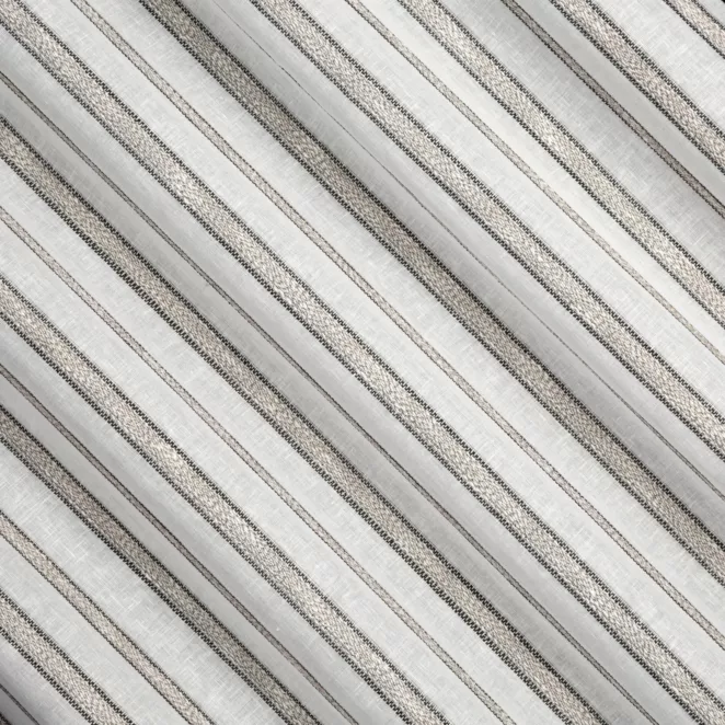 M221/5 Zasłona szyta na taśmie 5 cm naturalna z etaminy przeplatanej pasami, w stylu eko Italissima Eva Minge